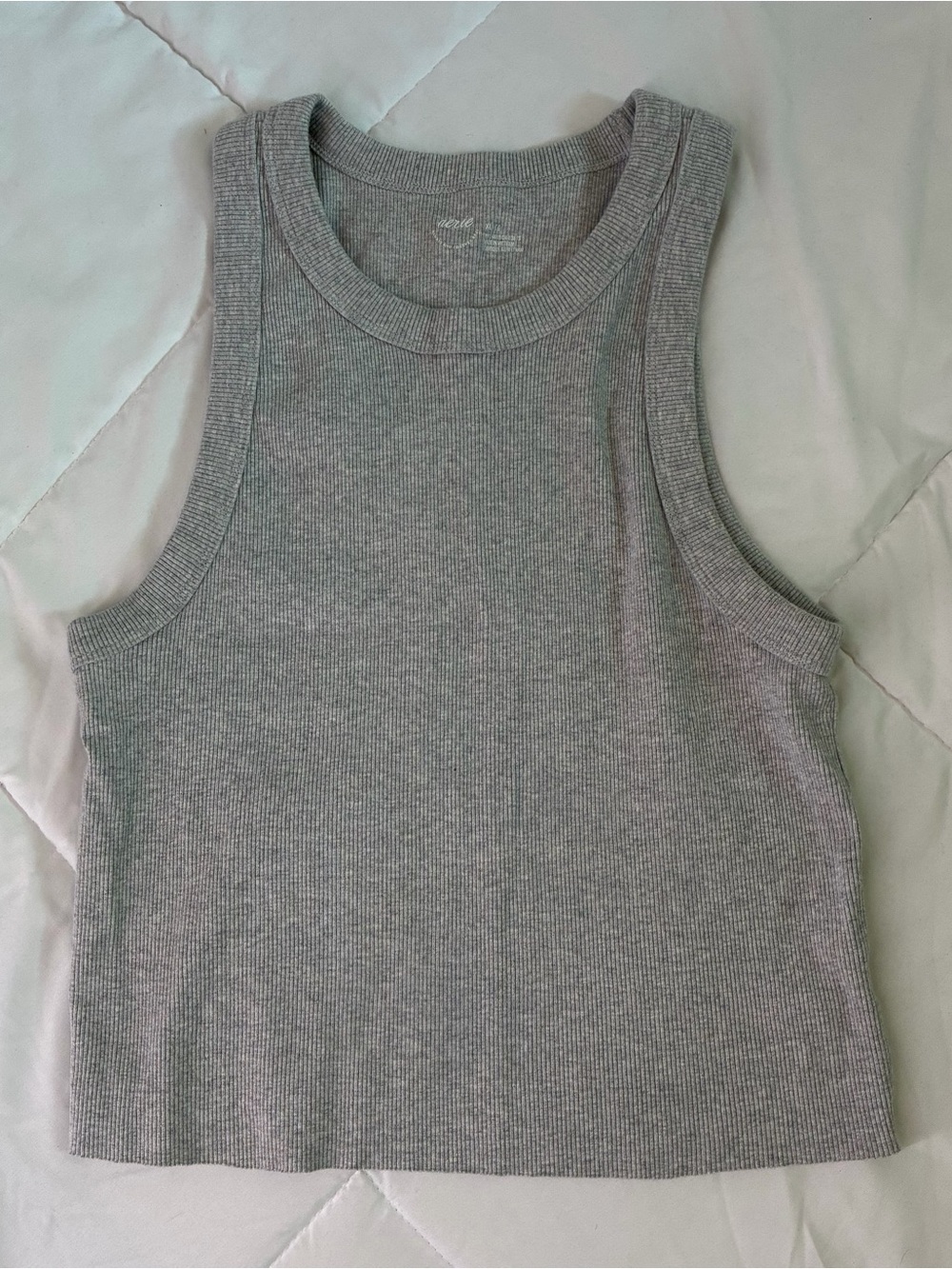 Aerie Grey Ribbed High Neck Tank Top Size XL | Racerback Basic